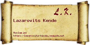 Lazarovits Kende névjegykártya